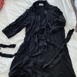 Aris Shop | Pinstripe Wrap Dress - Black